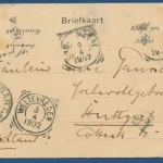 Niederländisch-Indien Java Dorf in Preanger, gelaufen 1902 Marke fehlt (AK384)