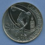 Salomonen 10 Dollar 2008 Olympia 2012 London Diskus, Silber, KM 178 PP (m4789)