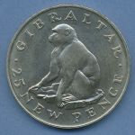 Gibraltar 25 New Pence 1971 Berberaffe KM 5 vz/st (m4826)