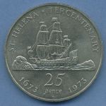 St. Helena 25 Pence 1977 Segelschiff KM 6 vz (m4828)