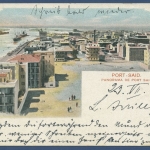 Port Said Panorama mit Hafen, gelaufen 1901 Marke fehlt (AK646)