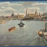 Dresden Blick von der Marienbrücke Dampfboote, gelaufen 1917, Feldpost (AK4488)