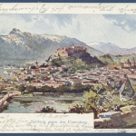 Salzburg Ansicht gegen den Untersberg, gelaufen 1900 (AK748)