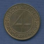 Deutsches Reich Weimar 4 Reichspfennig 1932 A, J 315 vz+ (m3308)