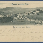 Gruß aus der Eifel Daun Panorama, gelaufen 1901 mit Bahnpost (AK877)