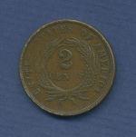 USA 2 Cents Shield 1864, KM 94 sehr schön (m3346)