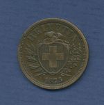 Schweiz 2 Rappen 1875 B, Wappen, vz (m3357)