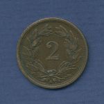 Schweiz 2 Rappen 1875 B, Wappen, vz (m3357)