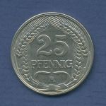 Deutsches Reich 25 Pfennig 1910 A, Kursmünze Nickel, J 18, vz (m3453)