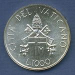 Vatikan 1000 Lire 1989, Papst Johannes Paul II., Silber, KM 219 vz/st (m3580)