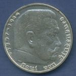Deutsches Reich 5 Mark 1935 D, Hindenburg, J 360 vz/st (m3769)