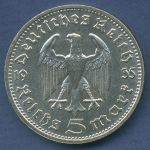 Deutsches Reich 5 Mark 1935 D, Hindenburg, J 360 vz/st (m3769)