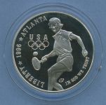 USA Dollar 1996 Atlanta Olympia Tennis, Silber KM 269 PP in Kapsel (m5116)