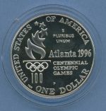 USA Dollar 1996 Atlanta Olympia Tennis, Silber KM 269 PP in Kapsel (m5116)