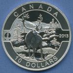 Kanada 10 Dollars 2013 "O Canada" Caribou, KM 1421, Silber PP (m5162)
