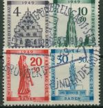 Französische Zone: Baden 1949 Wiederaufbau Freiburg 38/41 A gestempelt geprüft