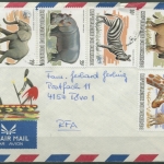 Burundi 1983 WWF Naturschutz Tiere 1597, 1600/02, 1604 auf Brief (T13125)