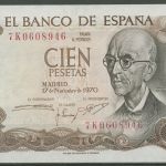 Spanien 100 Pesetas 1970, Manuel de Falla, KM 152 a, leicht gebraucht (K111)