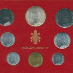Vatikan 1966 Kursmünzen Papst Paul VI., im Blister, 1 - 500 Lire, st, (m5429)
