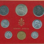 Vatikan 1965 Kursmünzen Papst Paul VI., im Blister, 1 - 500 Lire, st, (m5428)