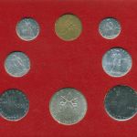 Vatikan 1965 Kursmünzen Papst Paul VI., im Blister, 1 - 500 Lire, st, (m5428)