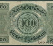 Dt. Reich 100 Reichsmark 1924 Serie O/B, Ro 171 a stark gebraucht (K781)
