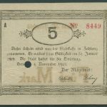 Hersfeld 5 Mark 1918 mit Prägestempel, Geiger 231.04 a, entwertet (K811)