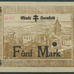 Hersfeld 5 Mark 1918 mit Prägestempel, Geiger 231.04 a, entwertet (K811)