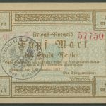 Wetzlar 5 Mark 1918, Geiger 551.06, kassenfrisch (K798)