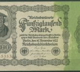 Dt. Reich 50000 Mark 1922, Ro 79 a leicht gebraucht (K843)