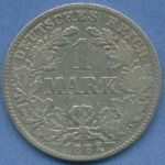 Deutsches Reich 1 Mark Kursmünze 1882 H, J 9, schön, selten (m5804)