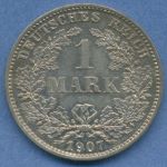 Deutsches Reich 1 Mark Kursmünze 1907 E, J 17 fast st (m5827)