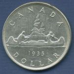 Kanada Dollar 1935, Thronjubiläum Georg V. Kanu, KM 30 vz, Randfehler (m6300)