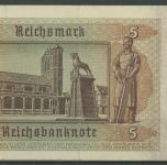 Dt. Reich 5 Reichsmark 1942, Braunschweig Dom, Ro 179 b Serie C gebraucht (K987)