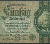 Dt. Reich 50 Reichsmark 1933 Serie B/G, Ro 175 a leicht gebraucht (K1013)