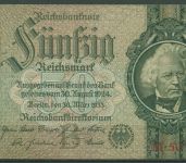 Dt. Reich 50 Reichsmark 1933 Serie B/M, Ro 175 a gebraucht (K1010)
