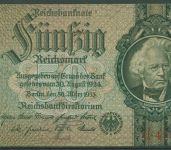 Dt. Reich 50 Reichsmark 1933 Serie Z/U, Ro 175 a leicht gebraucht (K1003)