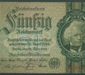 Dt. Reich 50 Reichsmark 1933 Serie Z/R, Ro 175 a leicht gebraucht (K1016)