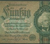 Dt. Reich 50 Reichsmark 1933 Serie C/L, Ro 175 b gebraucht (K996)