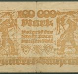 Oberhausen 100000 Mark. 1923, Keller 2019 a, stark gebraucht (K1027)