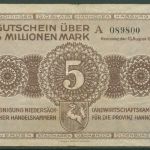 Hannover Kammern 5 Millionen Mark 1923, Keller 2169 a, gebraucht (K1036)