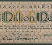 Erfurt 1 Million Mark 1923, Keller 1377 c, gebraucht (K1042)