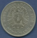 Württemberg 5 Mark 1876 F, König Karl, J 173 ss (m6343)