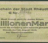 Rheydt 5 Millionen Mark 1923, Keller 4561 f, gebraucht (K1098)