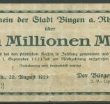 Bingen a. Rhein 10 Millionen Mark 1923, Keller 425 c, gebraucht (K1106)