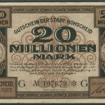 Höhscheid 20 Millionen Mark 1923, Keller 2396 c, gebraucht (K1126)