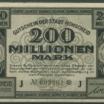 Höhscheid 200 Millionen Mark 1923, Keller 2396 c, gebraucht (K1127)