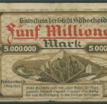 Höhscheid 5 Millionen Mark 1923, Keller 2396 a, gebraucht (K1128)