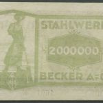 Willich Stahlwerk Becker 2 Millionen Mark 1923, Keller 5636 y, gebraucht (K1205)