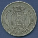Dänemark 2 Kroner 1876, Christian IX., KM 798.1 fast sehr schön (m6417)